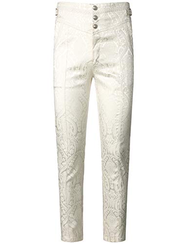 VATPAVE Herren Gothic Hose Cosplay Kostüm Hosen Steampunk Viktorianische Hose X-Large Weiß von VATPAVE