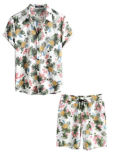 VATPAVE Herren Hawaii Hemd Blumen Sommer Outfit Männer Freizeit Kurzarm Strandhemd und Kurze Hosen 2 Teiler Set Freizeithemden für Herren Groß WeißAnanas VATPAVE Herren Hawaii Hemd Blumen Sommer Outfit Männer Freizeit Kurzarm Strandhemd und Kurze Hosen 2 Teiler Set Freizeithemden für Herren Groß WeißAnanas von VATPAVE