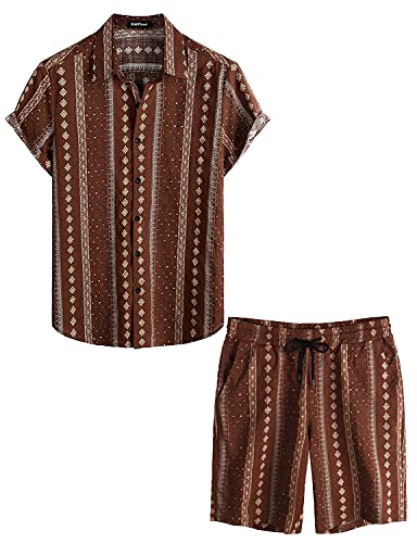 VATPAVE Herren Hawaii Hemd Blumen Sommer Outfit Männer Freizeit Kurzarm Strandhemd und Kurze Hosen 2 Teiler Set Rave Outfit 3X-Large Kaffee VATPAVE Herren Hawaii Hemd Blumen Sommer Outfit Männer Freizeit Kurzarm Strandhemd und Kurze Hosen 2 Teiler Set Rave Outfit 3X-Large Kaffee von VATPAVE