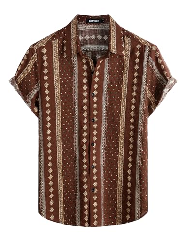 VATPAVE Herren Hawaii Hemd Männer Kurzarm Sommer Freizeithemd Casual Strand Blumen Hawaiihemd 3X-Large Kaffee von VATPAVE