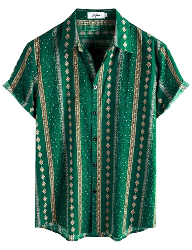 VATPAVE Herren Hawaii Hemd Männer Kurzarm Sommer Freizeithemd Casual Strand Blumen Hawaiihemd Klein Cyan Orange von VATPAVE