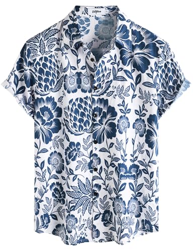 VATPAVE Herren Hawaii Hemd Männer Kurzarm Sommer Freizeithemd Casual Strand Blumen Hawaiihemd XX-Large Cyan VATPAVE Herren Hawaii Hemd Männer Kurzarm Sommer Freizeithemd Casual Strand Blumen Hawaiihemd XX-Large Cyan von VATPAVE