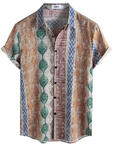 VATPAVE Herren Hawaii Hemd Männer Kurzarm Sommer Freizeithemd Casual Strand Blumen Hawaiihemd XX-Large Rot Orange von VATPAVE