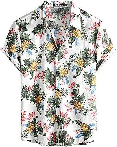 VATPAVE Herren Hawaii Hemd Männer Kurzarm Sommer Freizeithemd Casual Strand Blumen Hawaiihemd Mittel WeißAnanas VATPAVE Herren Hawaii Hemd Männer Kurzarm Sommer Freizeithemd Casual Strand Blumen Hawaiihemd Mittel WeißAnanas von VATPAVE