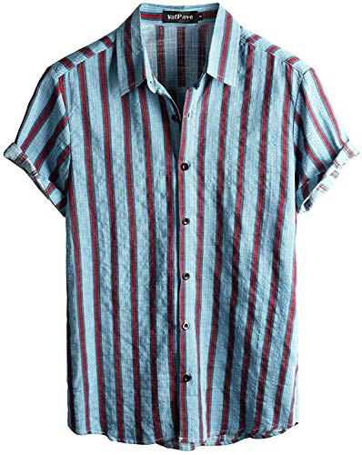 VATPAVE Herren Hawaii Hemd Männer Kurzarm Sommer Freizeithemd Casual Strand Blumen Hawaiihemd XX-Large Blau von VATPAVE