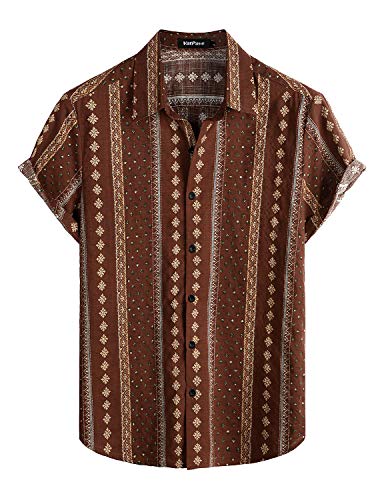 VATPAVE Herren Hawaii Hemd Männer Kurzarm Sommer Freizeithemd Casual Strand Blumen Hawaiihemd X-Large Kaffee von VATPAVE