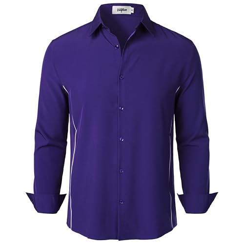 VATPAVE Herren Hemd Stretch Business Formal Hemden Langarm Slim Fit Anzug Hemd Hochzeit Prom Hemden XX-Large Königsblau von VATPAVE