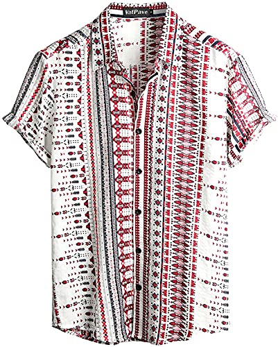 VATPAVE Herren Sommer Tropische Hemden Kurzarm Aloha Hawaii Hemden XX-Large Weiß von VATPAVE
