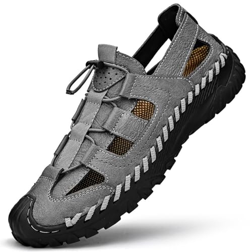 VAVENI Baotou Sandalen, Sommer atmungsaktive Herrenschuhe, Hohlschuhe, Outdoor Anti Rutsch Strandschuhe, 38-46(grau,39) von VAVENI