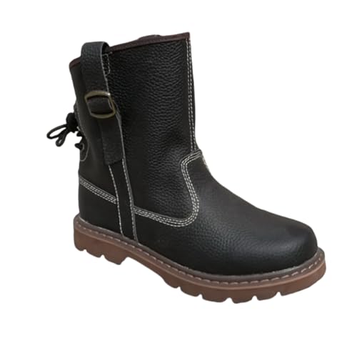 VAVENI Herren Kurzstiefel mit Fleece und warmen Ritterstiefeln, atmungsaktive, rutschfeste, Retro-Stil(schwarz,41.5) von VAVENI