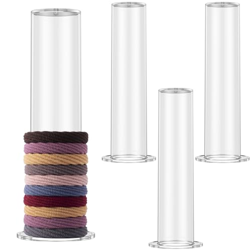 4 Stück Scrunchie Halter Ständer aus Acryl,Transparent Stabiler Armbandständer,Vertikaler Haargummi Organizer,Multifunktionaler Haargummi Ständer für Frauen und Mädchen(A) von VAVPUP