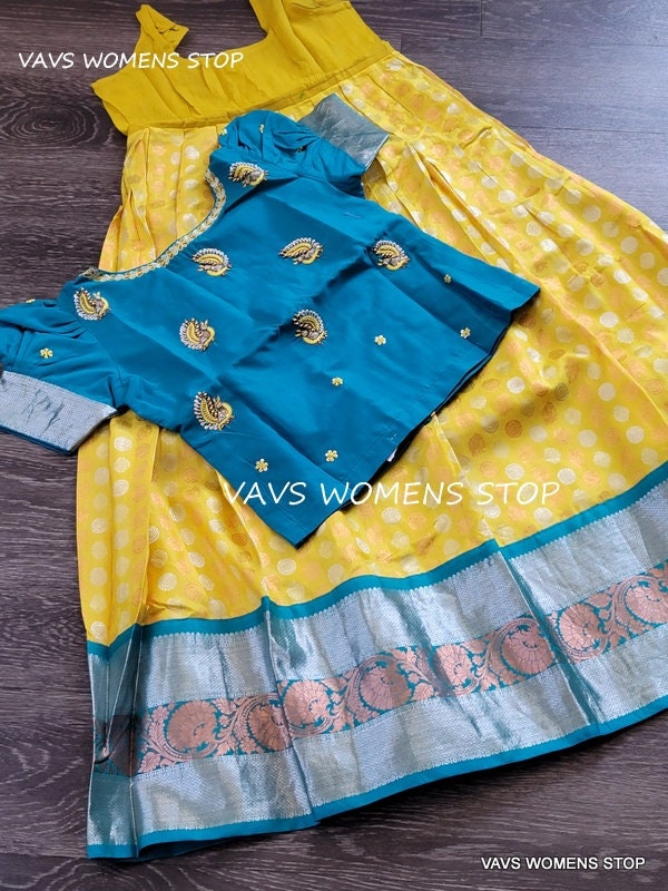 Designer Pure Kanchi Lehenga/Langa Bluse Ethno Wear Passend Für 7 Jahre - 8 Versandfertiger Versand Aus Texas, Usa von VAVSWomensStop