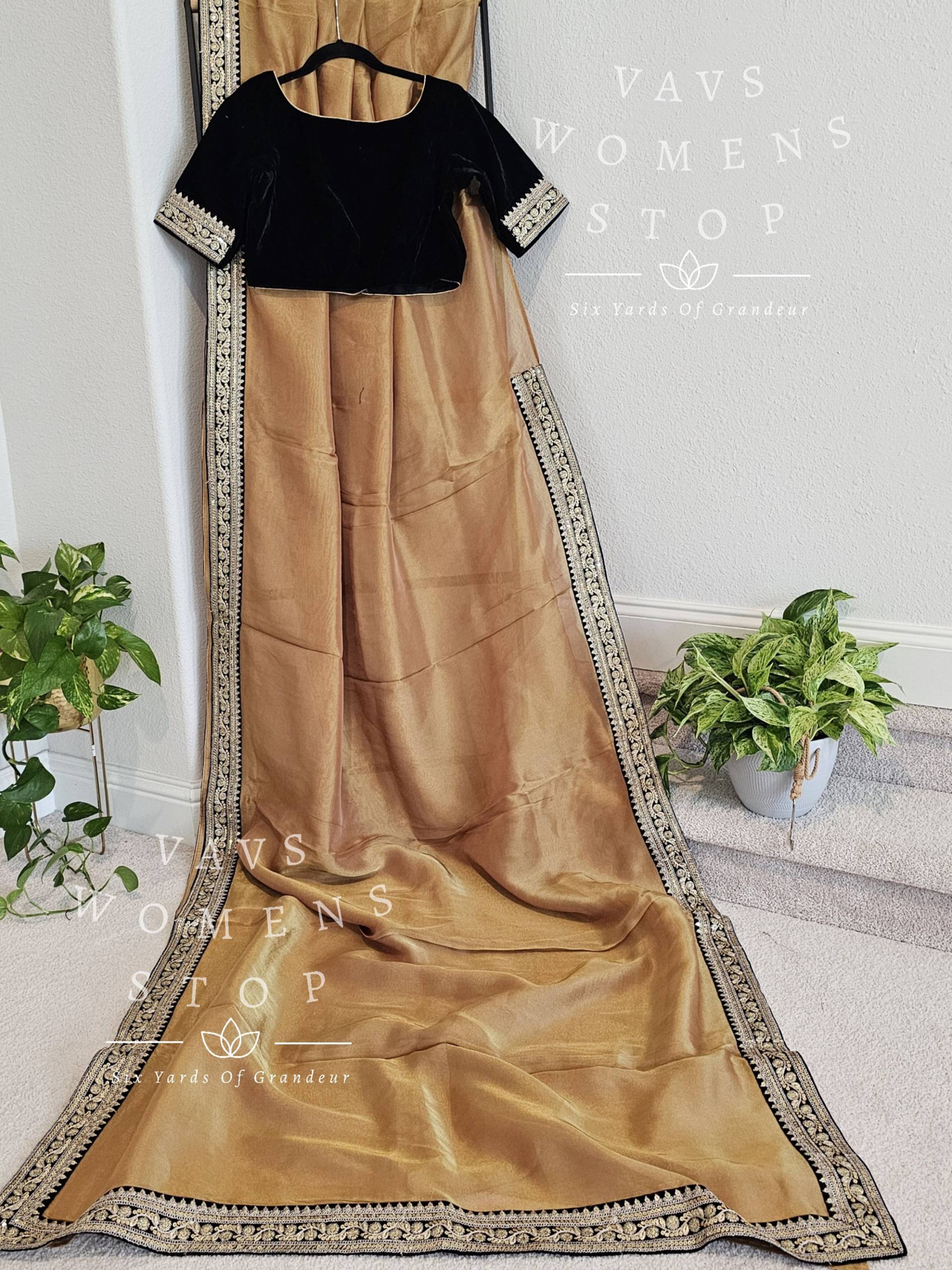 Designer Rein Soft Organza Stoff Saree - Bluse Größe 38 Reicht Bis 44 Schiffe Aus Texas, Usa Bereit Zum Tragen von VAVSWomensStop