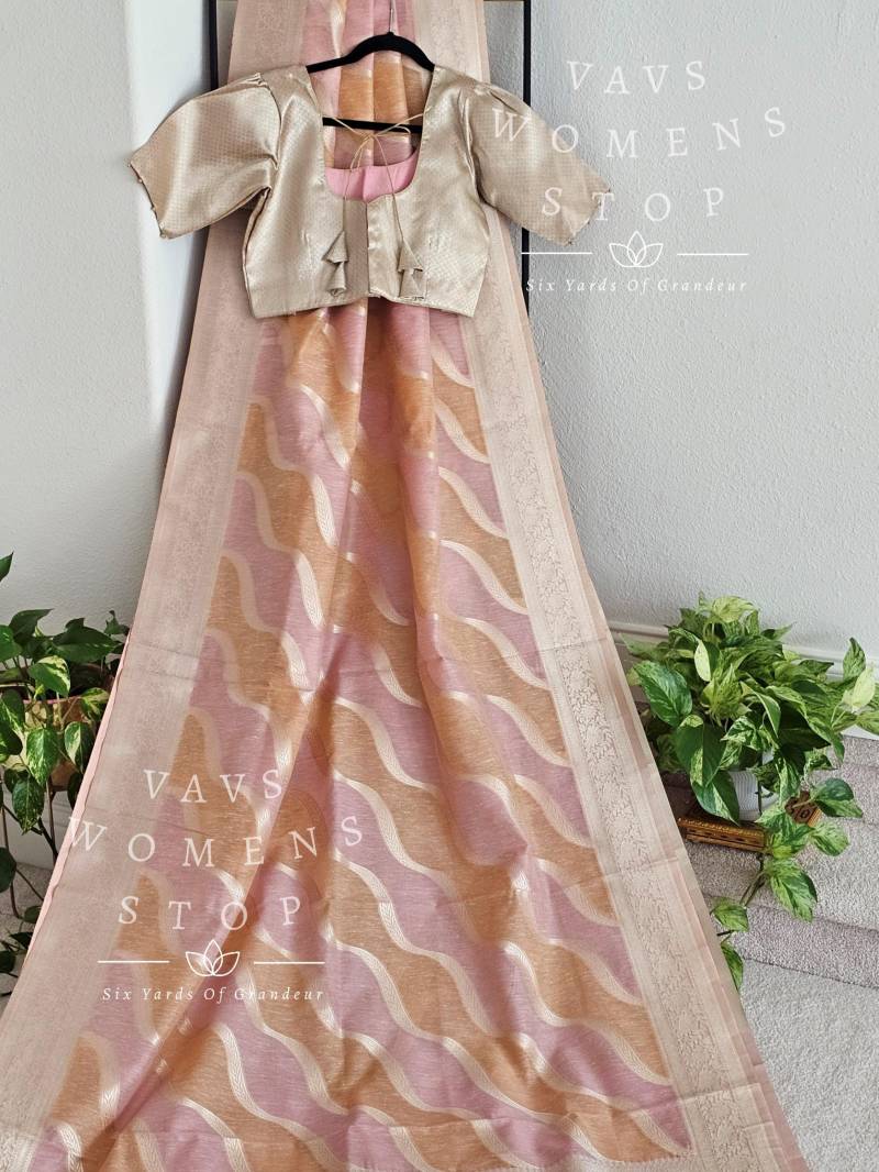 Linen Kota Pastel Shade Designer Saree - Bluse Größe 40 Reicht Bis 46 Versandfertig Aus Texas, Usa Vavs Damen Stop von VAVSWomensStop