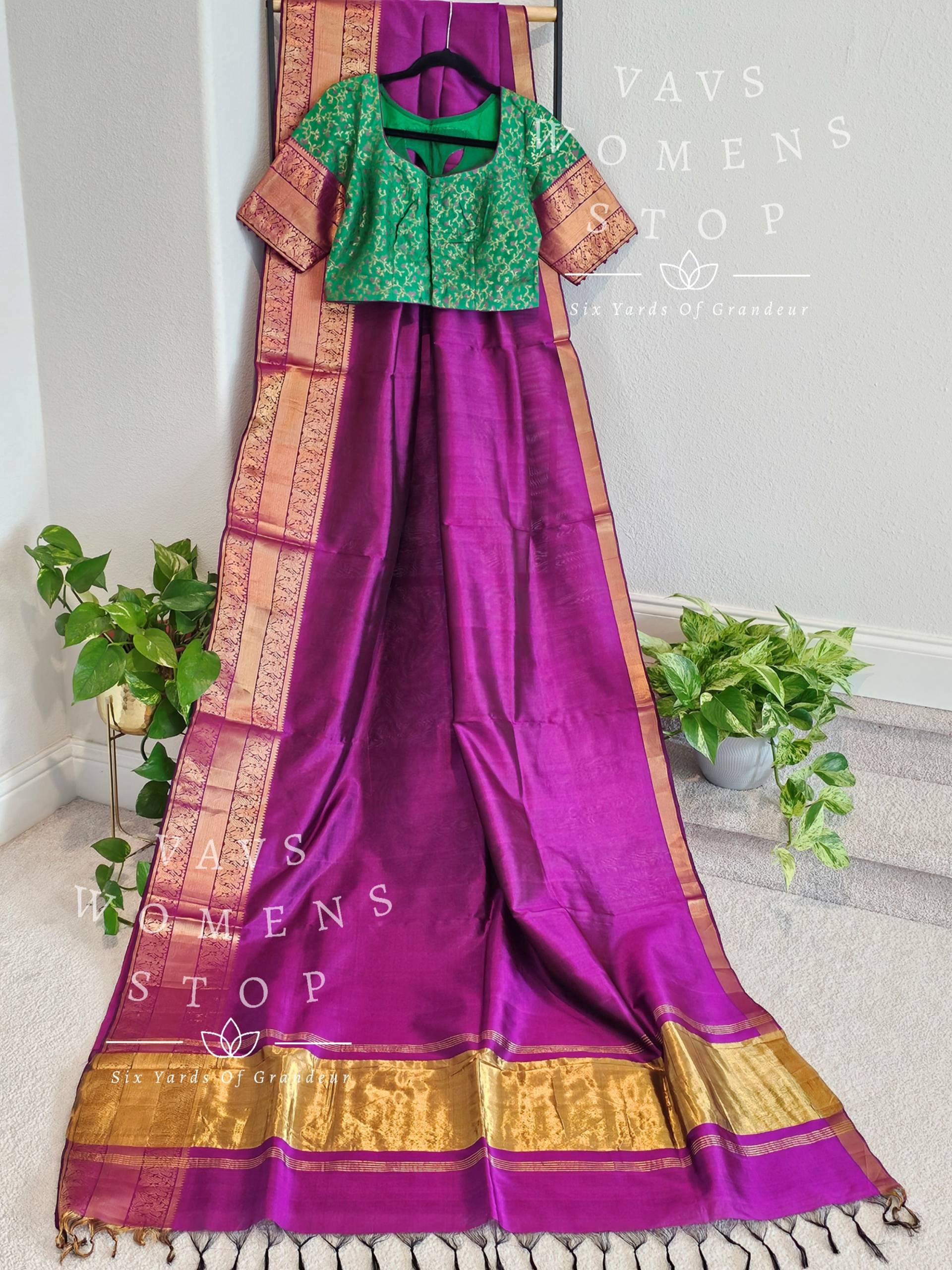 Pure Maulbeer Seide Mangalagiri Pattu Leichte Saree Mit Genähter Designer Bluse Größe 38 Reicht Bis 44 Schiffe Aus Usa Hübsche von VAVSWomensStop