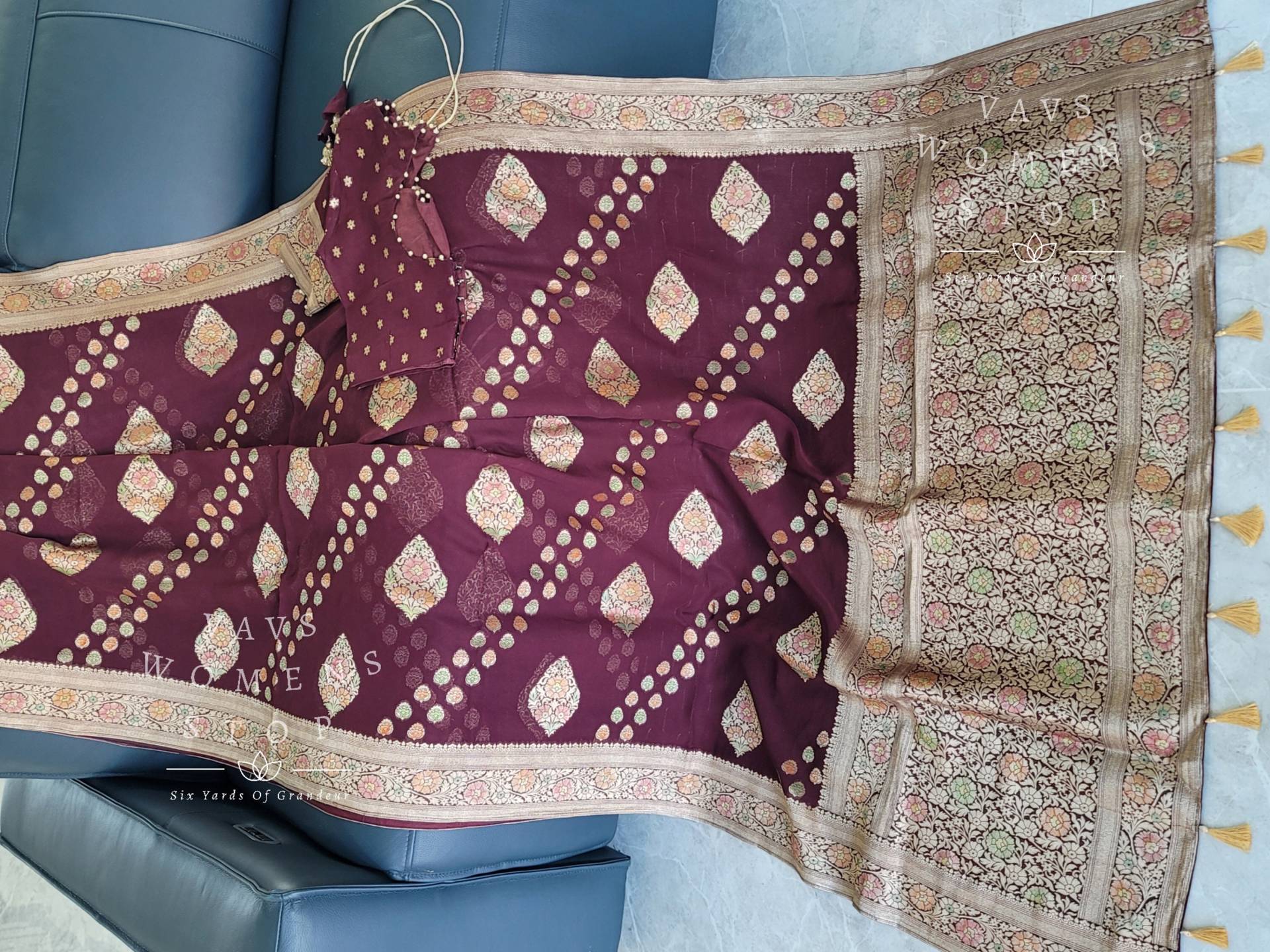 Reiner Khaddi Viskose Georgette Designer Saree - Bluse Größe 34 Erreichbar Bis 40 Versandfertig Aus Prosper, Texas Von Vavs Womens Stop von VAVSWomensStop