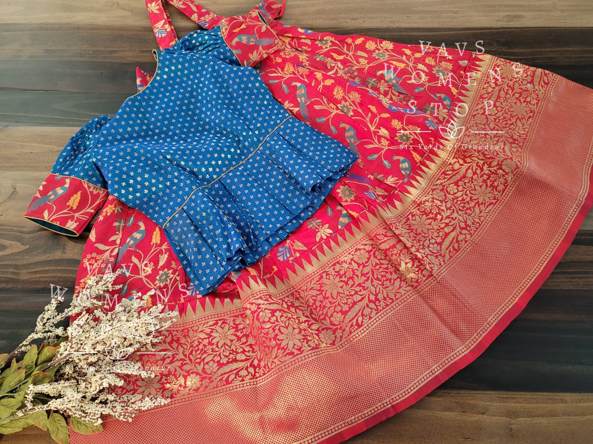 Traditionelle Designer Benarasi Paithani Lehenga Bluse Ethno Kleidung Geeignet Für 5 Jahre - 6 Yr Versandfertige Schiffe Aus Texas , Usa von VAVSWomensStop