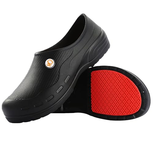 VAVSYL Unisex Erwachsene Küche Sicherheitsschuhe Kochschuhe rutschfeste Gartenarbeit Arbeitsschuhe Leicht Wasserdicht Restaurant Lebensmittelservice Schuhe Größe 38-44, Schwarz , 43.5 EU von VAVSYL