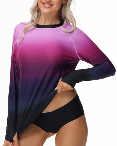 UV Shirt Damen Schwimmshirt Langarm UPF 50+ Rashguard mit Rundhalsausschnitt Sonnenschutz Badeshirt für Schwimmen, Surfen & Wassersport Atmungsaktive Quick-Dry Bademode von VAYAGER
