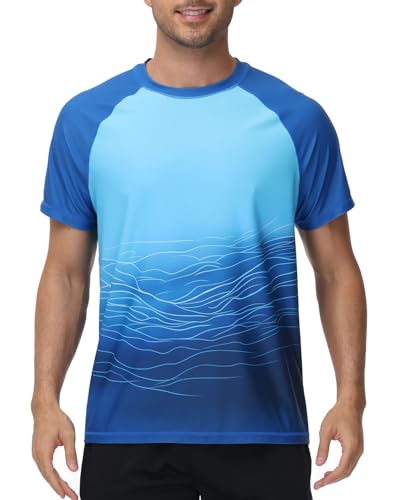 UV Shirt Herren UPF 50+ Schwimmshirt Badeshirt Rash Guard Kurzarm, Schnelltrocknend Lockere Passform, Wasser Surfen Strandshirts von VAYAGER