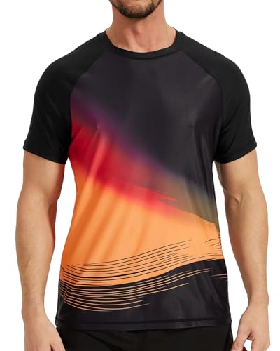 UV Shirt Herren UPF 50+ Schwimmshirt Badeshirt Rash Guard Kurzarm, Schnelltrocknend Lockere Passform, Wasser Surfen Strandshirts von VAYAGER