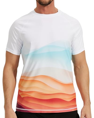 UV Shirt Herren UPF 50+ Schwimmshirt Badeshirt Rash Guard Kurzarm, Schnelltrocknend Lockere Passform, Wasser Surfen Strandshirts von VAYAGER