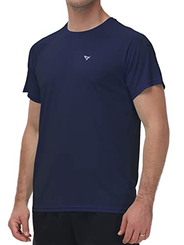 VAYAGER Herren Rash-Ruard-Shirt, Schwimm-Shirt, LSF 50+, UV-Sonnenschutz, schnelltrocknend, kurzärmelig, Surf-Shirt, Angeln, Strand, T-Shirt, Marineblau, 4XL von VAYAGER