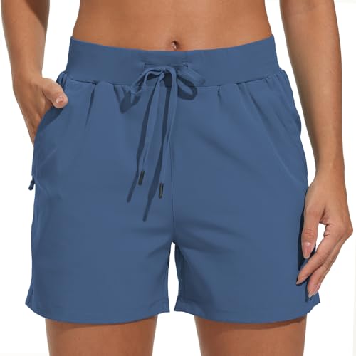 VAYAGER Wanderhose Damen Kurz 4" Wandershorts Sommer Sports Laufshorts Golf Outdoor Shorts für Damen Leicht Schnelltrocknend Trekking mit Reißverschluss Taschen von VAYAGER