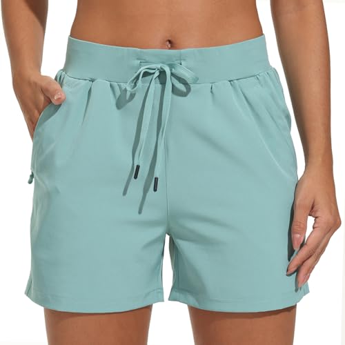 VAYAGER Wanderhose Damen Kurz 4" Wandershorts Sommer Sports Laufshorts Golf Outdoor Shorts für Damen Leicht Schnelltrocknend Trekking mit Reißverschluss Taschen von VAYAGER