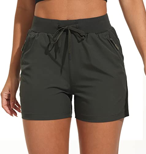 VAYAGER Wanderhose Damen Kurz 4" Wandershorts Sommer Sports Laufshorts Golf Outdoor Shorts für Damen Leicht Schnelltrocknend Trekking mit Reißverschluss Taschen von VAYAGER