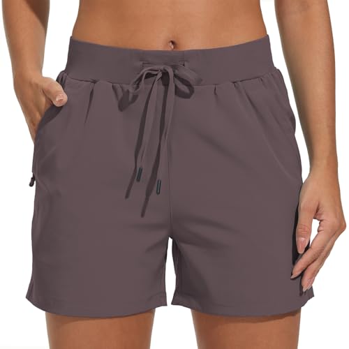 VAYAGER Wanderhose Damen Kurz 4" Wandershorts Sommer Sports Laufshorts Golf Outdoor Shorts für Damen Leicht Schnelltrocknend Trekking mit Reißverschluss Taschen von VAYAGER
