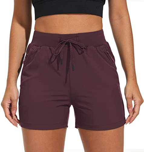 VAYAGER Wanderhose Damen Kurz 4" Wandershorts Sommer Sports Laufshorts Golf Outdoor Shorts für Damen Leicht Schnelltrocknend Trekking mit Reißverschluss Taschen von VAYAGER