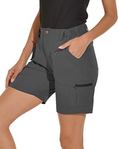 Vaiager leichte Cargo-Shorts für Damen, zum Wandern, Camping und Reisen - Grau - X-Groß von VAYAGER