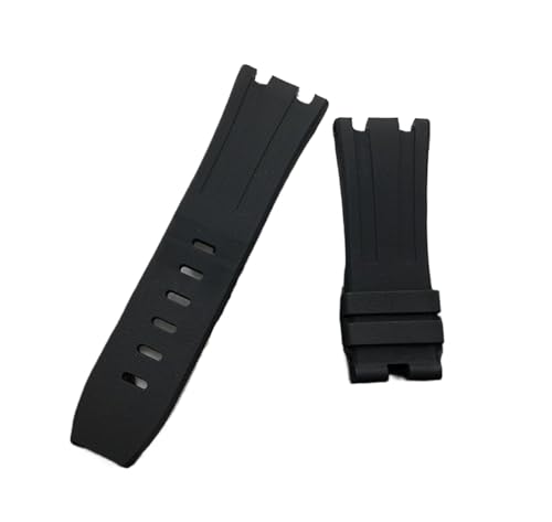 28mm schwarz blau 15703 natur gummi silikon armband männer watch Strap band Compatible With Ap. Schauen Sie den Audemars- und Piguet-Gürtel-Logo-Tools an ( Color : Black , Size : With rose buckle ) von vazzic