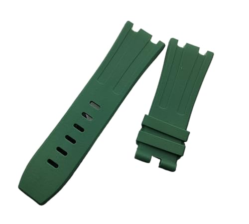 28mm schwarz blau 15703 natur gummi silikon armband männer watch Strap band Compatible With Ap. Schauen Sie den Audemars- und Piguet-Gürtel-Logo-Tools an ( Color : Dark green , Size : Without buckle ) von vazzic