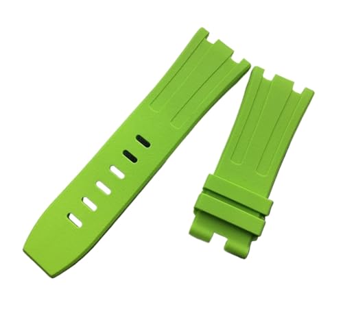 28mm schwarz blau 15703 natur gummi silikon armband männer watch Strap band Compatible With Ap. Schauen Sie den Audemars- und Piguet-Gürtel-Logo-Tools an ( Color : Neno green , Size : With black buckl von vazzic