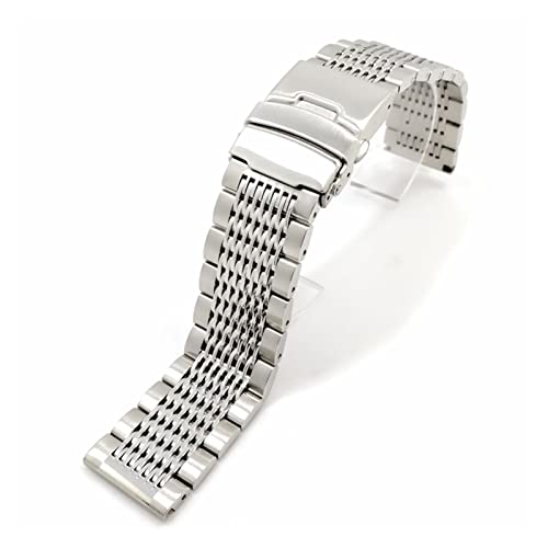 ENICEN Luxus 22/20 / 24mm Solid Milan Link Edelstahl Uhrenarmband Faltschließe Sicherheitsuhren Strap Armband Ersatz (Color : Silver, Size : 22mm) von vazzic