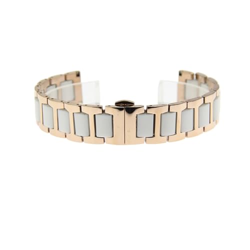 VAZZIC 12 14 16 18 18 20 22 MM Damen Männer Keramik Uhrenarmband Weiche Glatte Füllung Multi-Design Armbandband Edelstahl Gemeinsame Armbänder (Color : Rose Gold-White, Size : 13mm) von vazzic