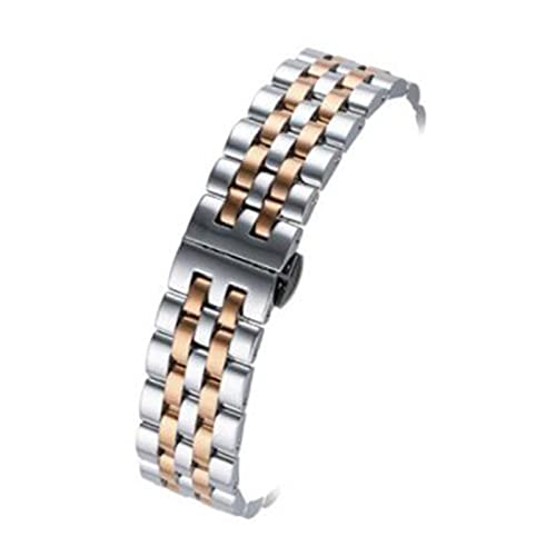 VAZZIC 18mm 19mm 20mm 22mm 24mm Feste Edelstahl Armband Edelstahl Armbanduhren Armbanduhren Hohl gekrümmt Ende (Color : Silver rose gold, Size : 22mm) von VAZZIC