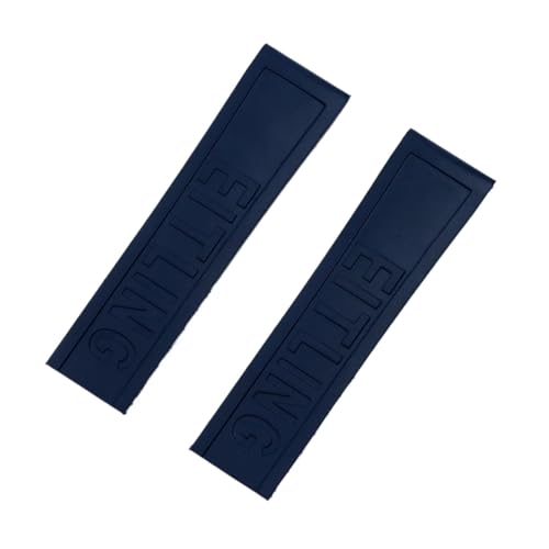 VAZZIC 20mm 22mm 24mm schwarz blau rot gelb armband silikongummi uhrband rostfreie schnalle Compatible With navitimer/Avenger/Breitling Strap (Color : Navy blue, Size : BRIGHT BLACK BUCKLE_22MM) von vazzic