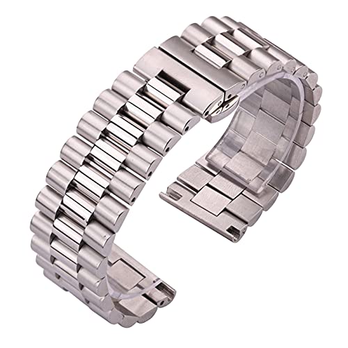 vazzic ENICEN Edelstahl Uhrenarmbänder Armband Frauen Männer Silber Massive Metall Uhrenband 16mm 18mm 20mm 21mm 22mm Zubehör (Color : Silver, Size : 18mm) von vazzic