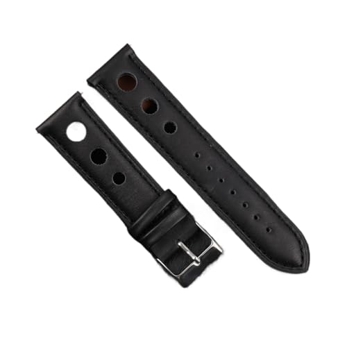 VAZZIC ENICEN Massivfarbband Armband Echtes Leder Handstich Vintage Strap Compatible With Rolex Watch Armbands Gurt 18mm 20mm 22mm 24mm for Männer (Color : Black-BK line, Size : 22mm) von VAZZIC