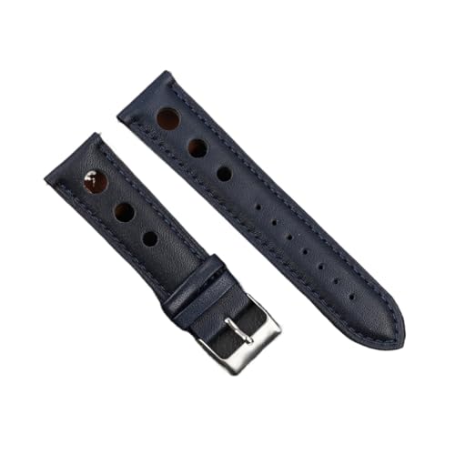 VAZZIC ENICEN Massivfarbband Armband Echtes Leder Handstich Vintage Strap Compatible With Rolex Watch Armbands Gurt 18mm 20mm 22mm 24mm for Männer (Color : Blue, Size : 22mm) von VAZZIC