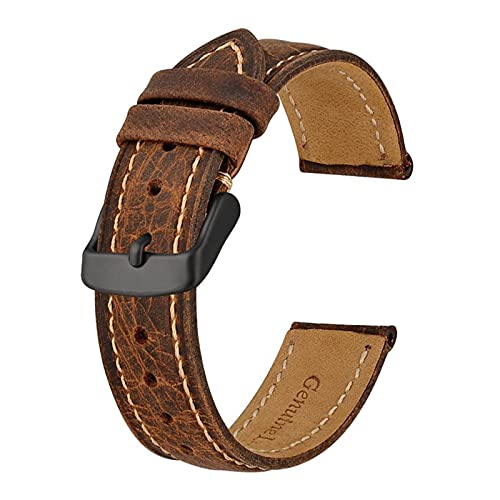 VAZZIC ENICEN Uhrenarmband, 14 mm – 24 mm, Retro-Echtleder, Vintage-Ersatzarmband, kompatibel mit Damen und Herren, polierte Schnalle, 23 mm, Achat von vazzic