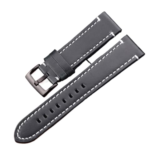 VAZZIC ENICEN Vintage Echtes Leder Armbands 7 Farben Gürtel 18mm 20mm 22mm 24mm Frauen Männer Rindsleder Uhr Band Strap Zubehör (Color : Blue Black Clasp, Size : 18mm) von vazzic