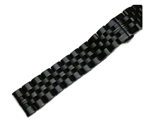 VAZZIC Edelstahl Uhrenarmband Armband 14mm 16mm 18mm 19mm 20mm 21mm Frauen Männer Massivmetall gebürstet Uhr Banduhr Zubehör (Color : Black, Size : 12mm) von VAZZIC