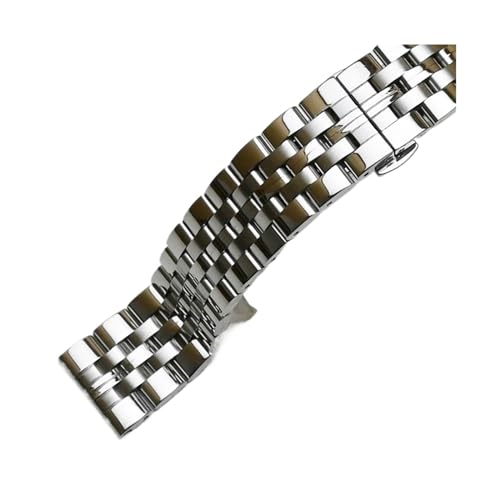 VAZZIC Edelstahl Uhrenarmband Armband 14mm 16mm 18mm 19mm 20mm 21mm Frauen Männer Massivmetall gebürstet Uhr Banduhr Zubehör (Color : Silver, Size : 14mm) von VAZZIC
