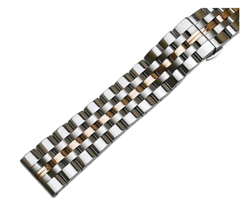 VAZZIC Edelstahl Uhrenarmband Armband 14mm 16mm 18mm 19mm 20mm 21mm Frauen Männer Massivmetall gebürstet Uhr Banduhr Zubehör (Color : Silver rose gold, Size : 12mm) von VAZZIC