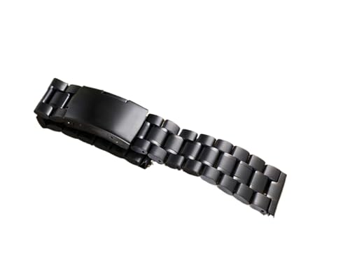 vazzic Edelstahl Uhrenarmbandband 14mm 16mm 18mm 19mm 20mm 21mm 22mm 24mm 26mm poliert Silber Armband Ersatz Armband (Color : Black, Size : 19mm) von vazzic