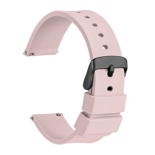 VAZZIC ENICEN Uhrenband 14mm 18mm 20mm 22mm 24mm Silikon Sport Watch Strap Herren Frauen Replementband Gummi Armband Edelstahlschnalle (Color : Pink, Size : 16mm) von vazzic